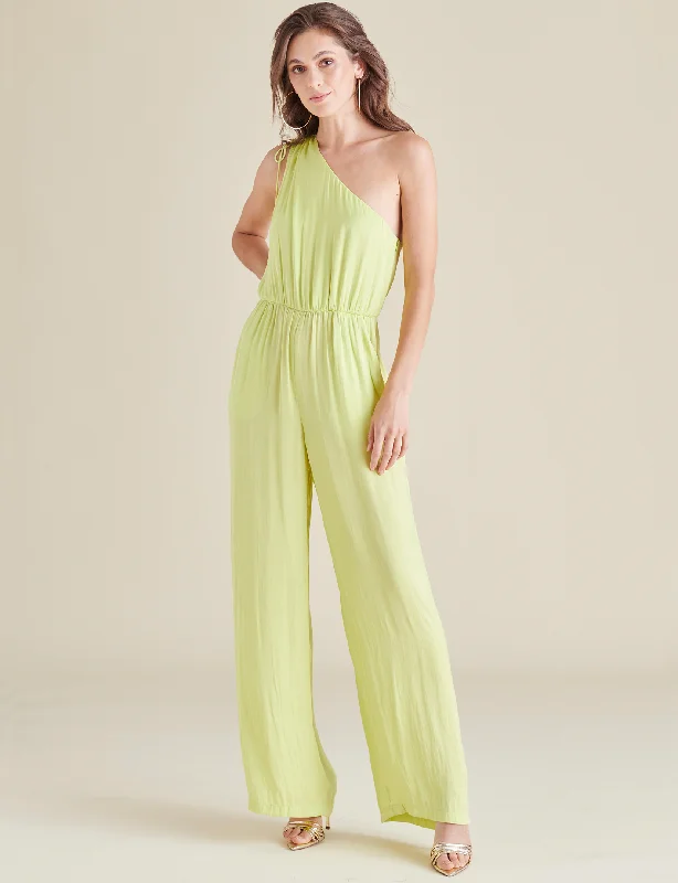 Women's Cozy Outfit For Lounging Luxury Fashion Adele Jumpsuit, Golden Lime