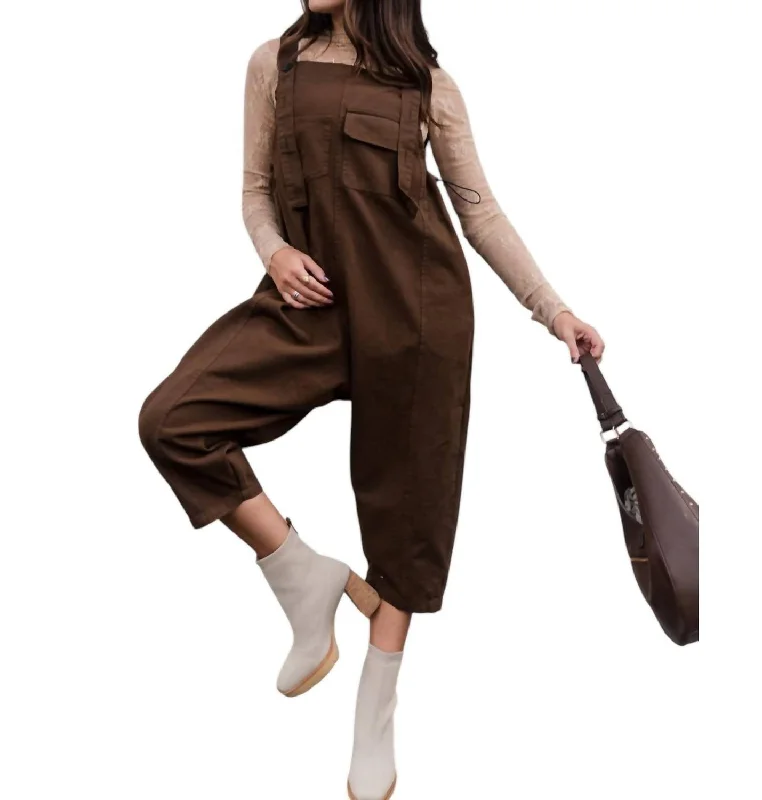 Women's Clothes And Apparel Forward Trendsetter Bridget Denim Overall Jumpsuit In Brown