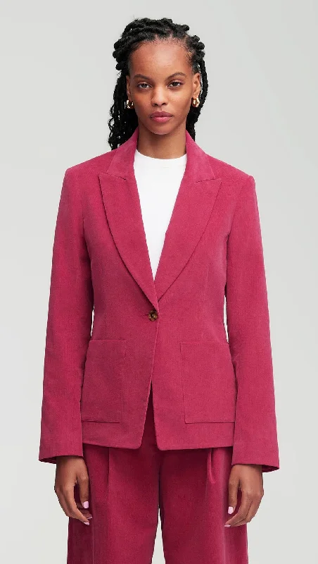 Women's Clothes And Garments Trendy Fashion Sale Patch Pocket Blazer in Corduroy | Raspberry