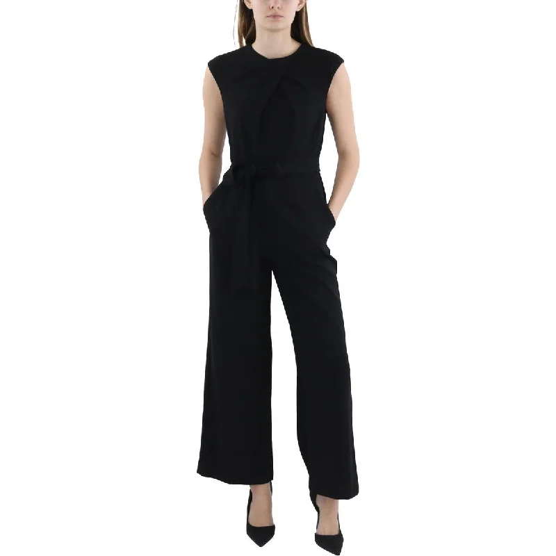 Women's Holiday Attire Seasonal Trend Petites Womens Pleated Polyester Jumpsuit