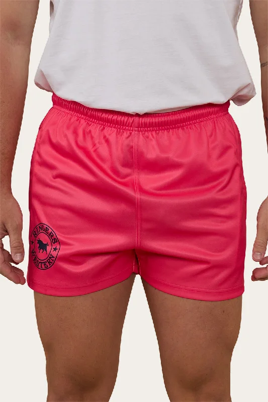 Women's Festive Attire Feminine Flow Ringers Footy Shorts - Melon