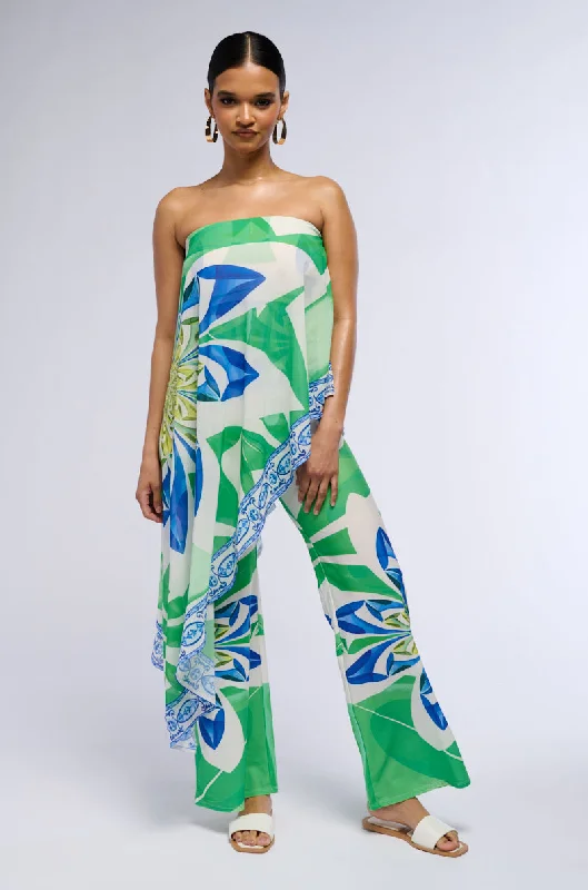 Women's Outerwear Garments Alluring Design ALL ABOUT ME PRINTED MESH JUMPSUIT