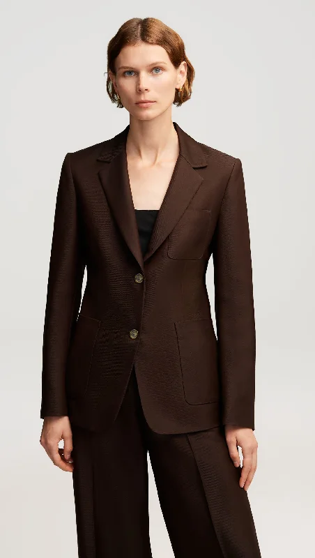 Casual Outfit For Women Save On Classic Elegant Styles Weekend Blazer in Structured Viscose Twill | Chocolate