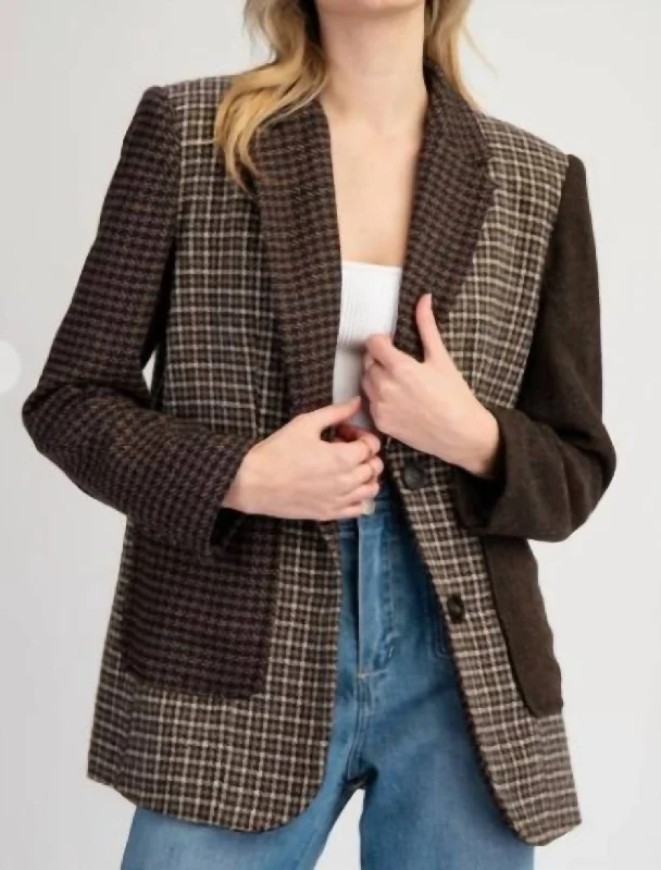 Women's Casual Outfit Holiday Sale Sophia Houndstooth Blazer In Brown