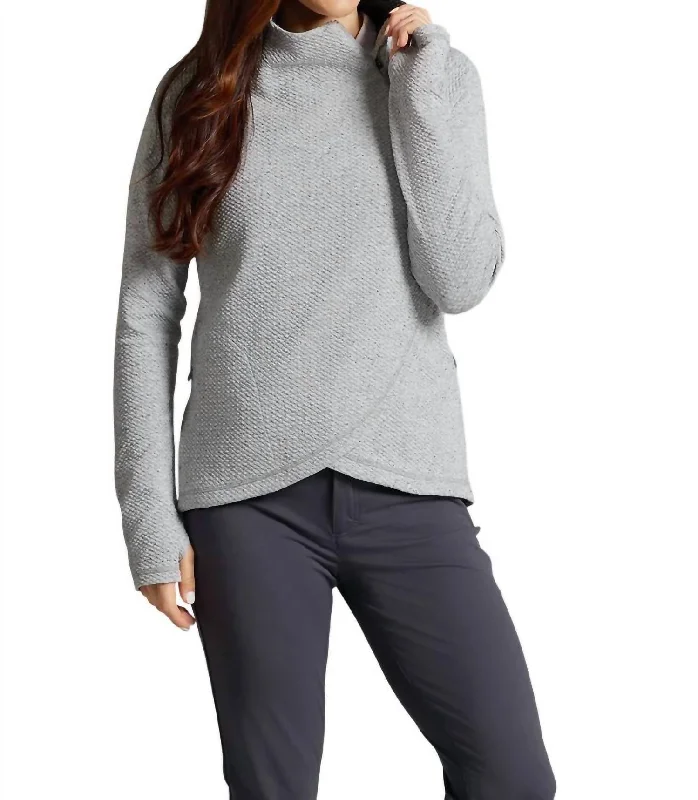 Women's Classic Attire Premium Fashion Solid Popcorn Stitch Asymmetrical Zip Pullover In Oxford