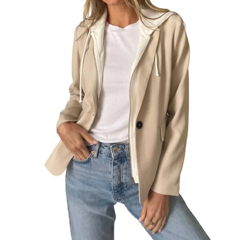 Women's Office Outfit Budget-Friendly Fashion Drew Blazer With Sweatshirt Dickey In Beige