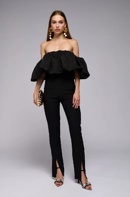 Women's Comfy Attire For Lounging Refined Simplicity IM SPEAKING OFF THE SHOULDER JUMPSUIT IN BLACK