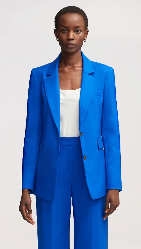 High-Fashion Women's Clothing Effortless Sophistication Two-Button Blazer in Seasonless Wool | Royal Blue