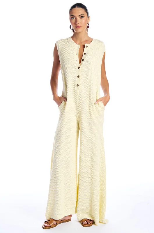 Women's Work Outfit For The Office Versatile Outfits JUST LOUNGIN KNIT JUMPSUIT IN CREAM