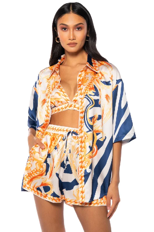 Trendy Athleisure Clothing For Women Elevate Your Wardrobe OCEAN VIEW BUTTON DOWN TOP AND SHORT SET