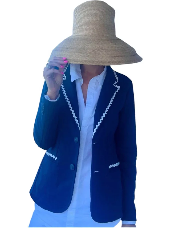 Women's Clothing Apparel Sets Shop Our Looks Dolly Ric Rac Blazer In Navy With White