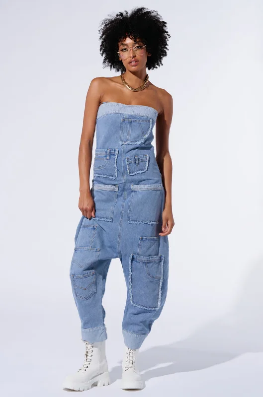 Women's Wedding Apparel Trendy Pulse KAI DENIM DROP CROTCH JUMPSUIT