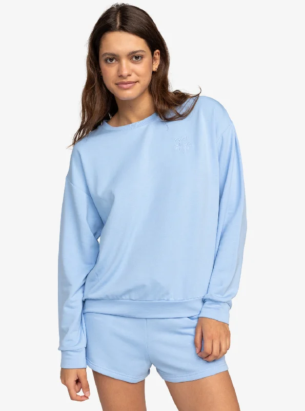 Women's Professional Garments Sophisticated Outfits Surfing By Moonlight Crew Neck Sweatshirt - Bel Air Blue