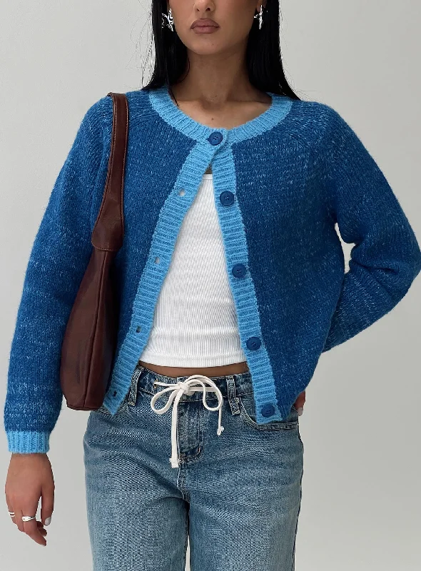 Women's Casual Wear Outfit Romantic Date - Night Ensemble Oak Meadow Cardigan Blue