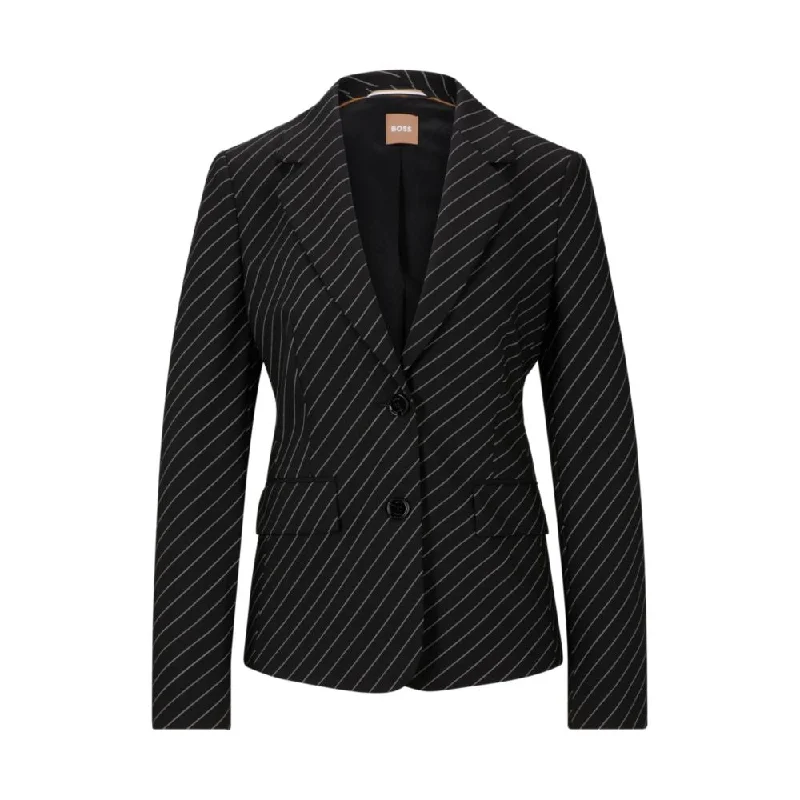 Women's Everyday Attire Stylish Spring Fashion Single-breasted jacket in striped stretch wool