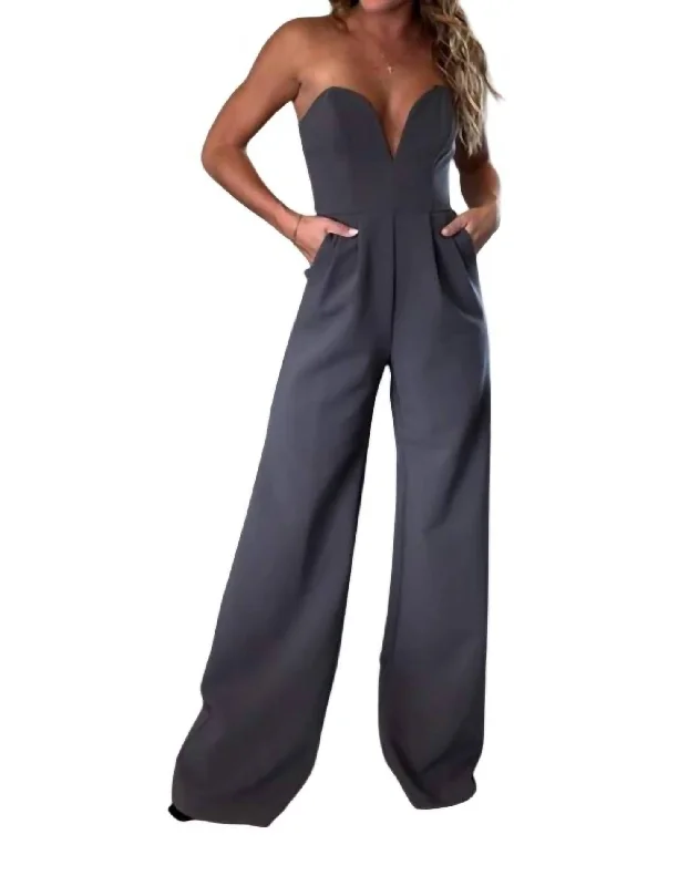 Women's Athleisure Apparel Trendy Street Style Attire Cherri Jumpsuit In Grey