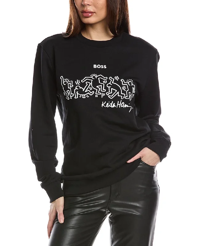 Fashionable Women's Casual Apparel Romantic Date - Night Ensemble Hugo Boss x Keith Haring Sweatshirt