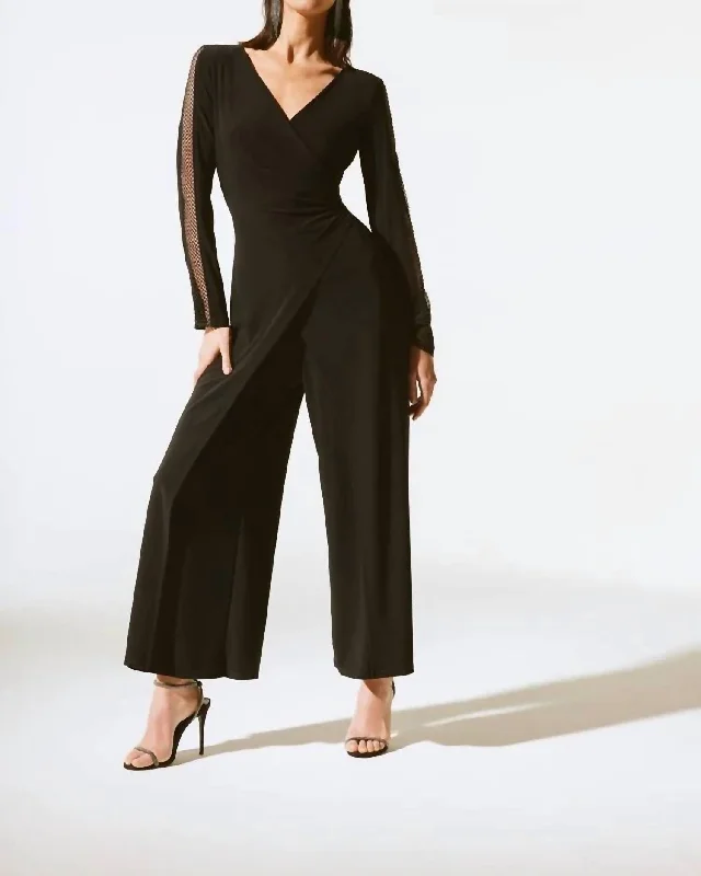 Women's Clothing For Casual Outings Special Occasion Wear Silky Knit Culotte Jumpsuit In Black