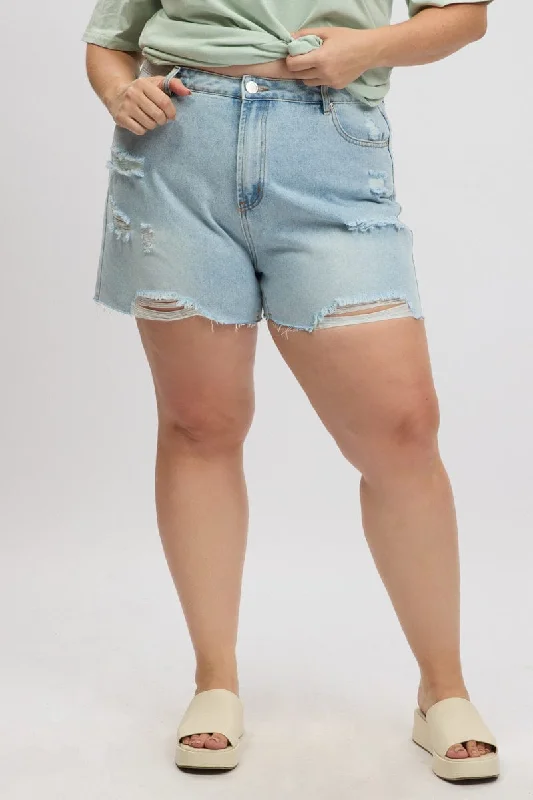 Women's Casual Clothing For Lounging Season Offer Denim Relaxed Shorts High Rise