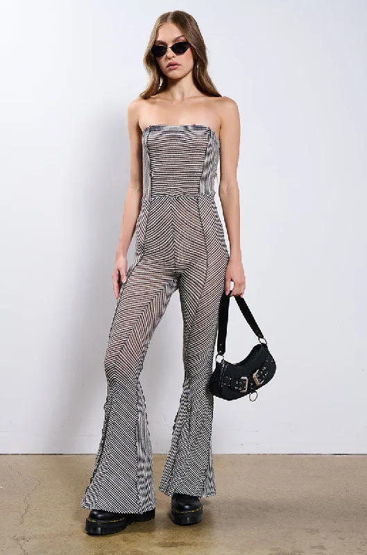 Women's Vacation Attire Elegant Details WAYS TO GO STRIPE KNIT JUMPSUIT