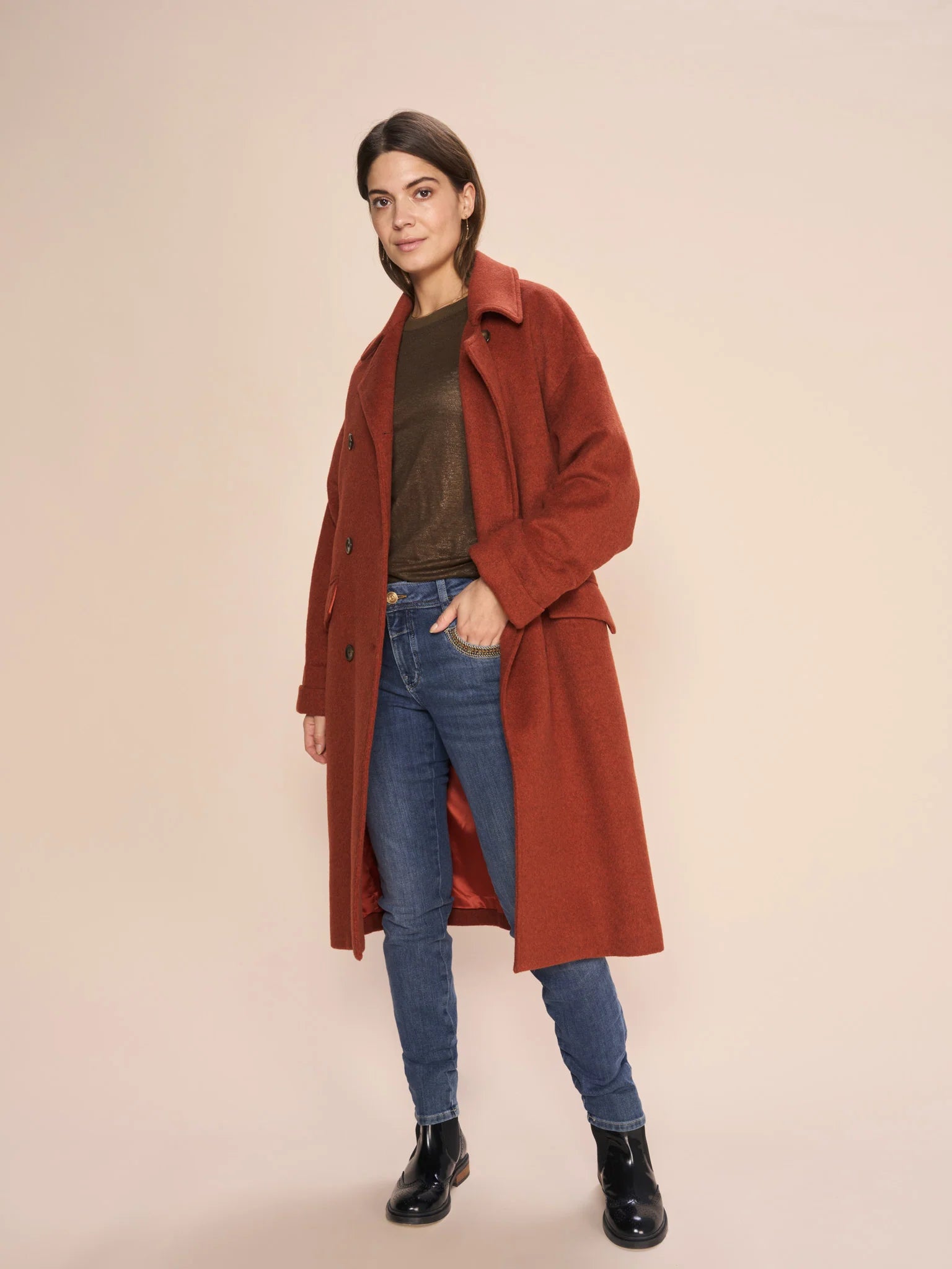 Women's Holiday Clothing High-End Women’S Wear Mos Mosh Burnt Ochre Venice Wool Coat