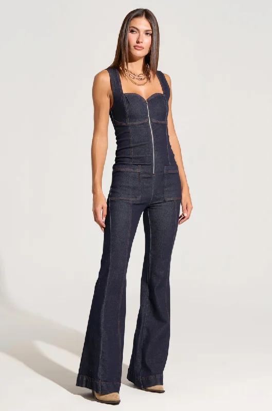 Casual Chic Women's Clothes Trendsetting Threads DON'T TEXT DENIM JUMPSUIT