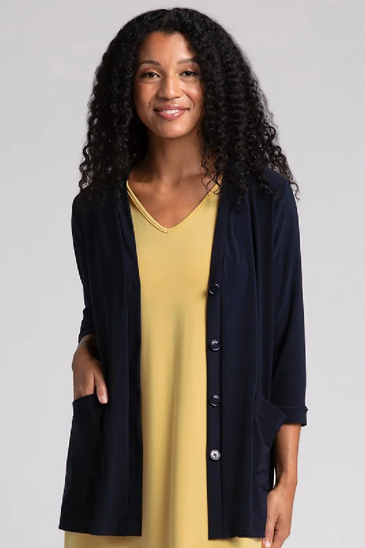 Women's Workout Garments Save Big Classic Button Cardigan | Navy