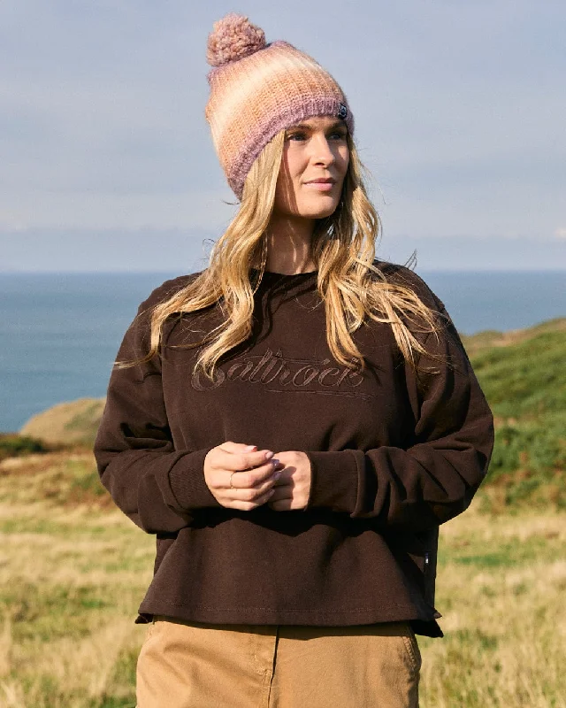 Women's Outerwear Attire Fashion Forward Premium Trademark - Womens Boxy Sweat - Brown