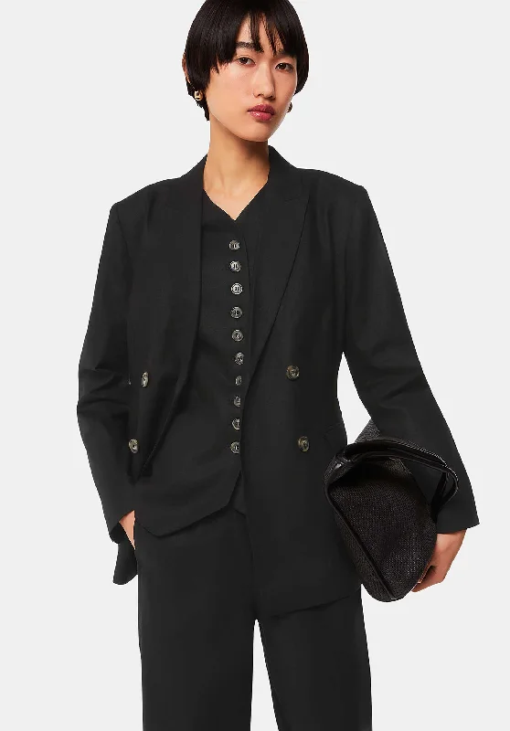 Women's Versatile Apparel Fashion Forward, Function First Lindsey Linen Blend Blazer 38547 Black