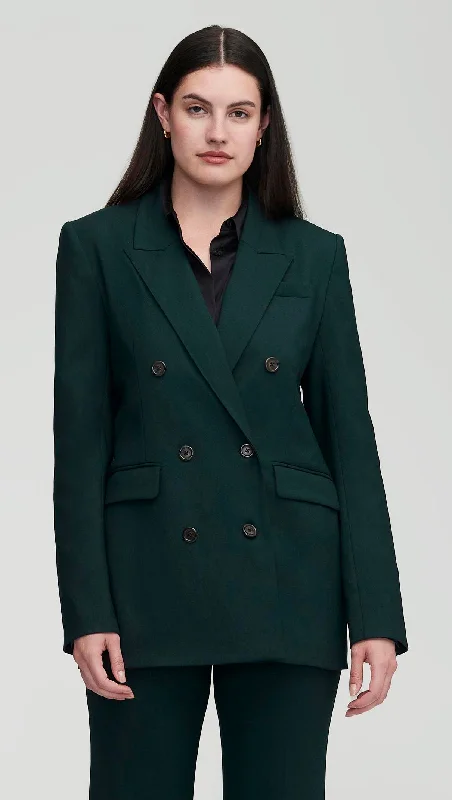 Women's Night-Out Outfit Mother'S Day Special Double-Breasted Blazer in Seasonless Wool | Forest