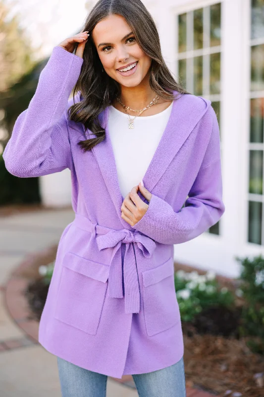 Women's Workout Clothing Feminine Allure Set Out On Your Own Lavender Purple Cardigan