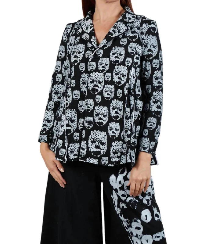 Women's Plus-Size Garments Athleisure Wear Promotion Button Front Print Jacket In Black/white