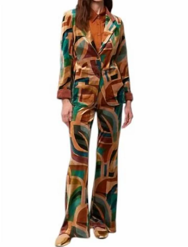 Women's Comfy Attire For Lounging Trending Items Enara Velvet Blazer In Geo Print