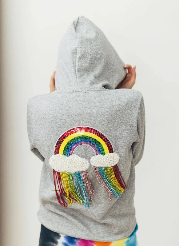 Women's Apparel And Garments Modern Glamour Women's Crystal Rainbow Rain Hoodie