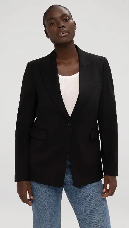 Women's Seasonal Attire Day-To-Night Styles Single Button Blazer in Seasonless Wool | Black