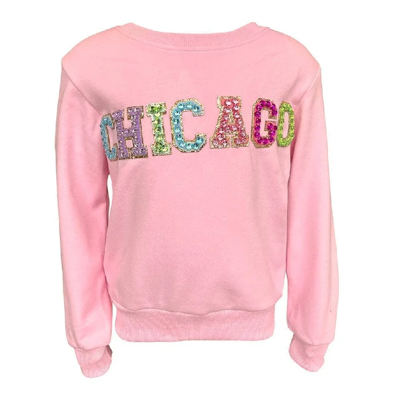 Plus-Size Women's Garments Elegant Attire Women's Chicago Gem Sweatshirt - Pink