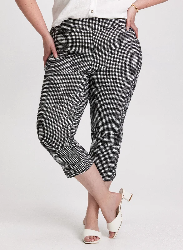 Women's Stylish Professional Apparel Big Savings Gingham Pull-On Capris