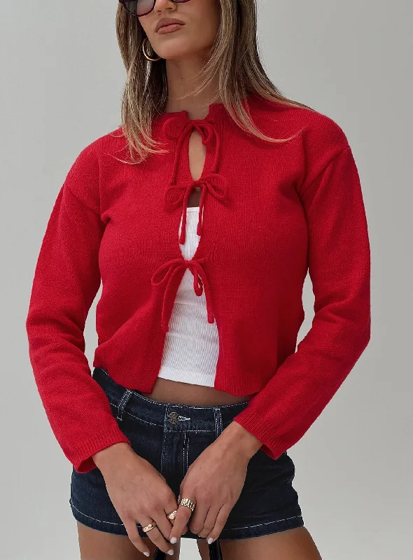 Women's Work Outfit For The Office Grab Romantic Date - Night Styles Now Genova Tie Up Cardigan Red