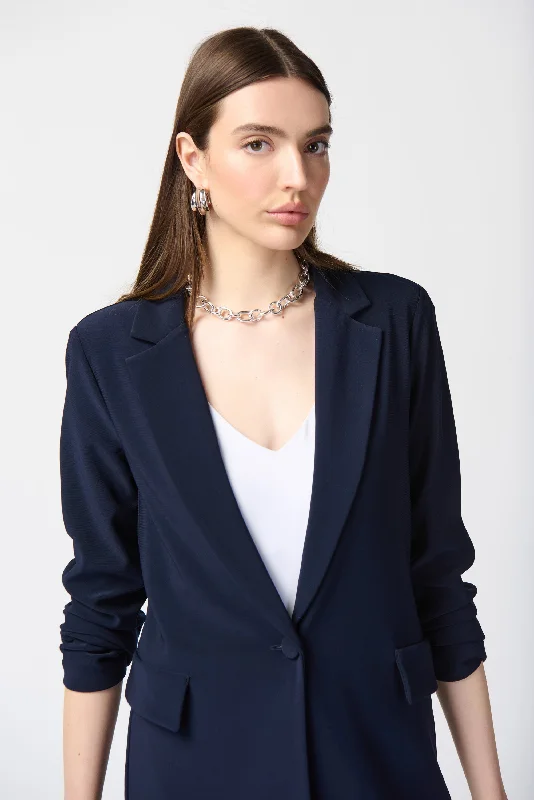 Women's Fashionable Clothing Sets Bold Fashion Joseph Ribkoff Midnight Blue Open Long Front Blazer