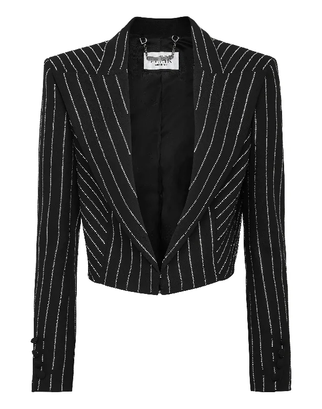 Women's Clothing With Trendy Designs Coastal Beach - Inspired Style Cady Bolero Crystal Pinstripe