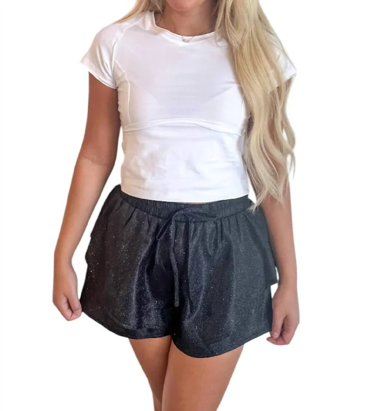 Elegant Clothing For Women Flash Sales Double Layer Sparkle Shorts In Black