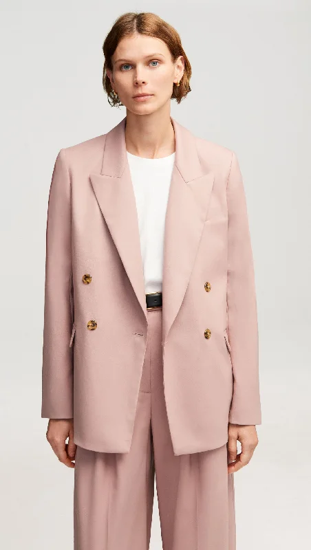 Affordable Luxury Women's Garments All Season Basics Discount Peak Lapel Blazer in Seasonless Wool | Dusty Pink