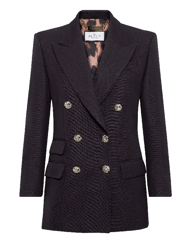 Women's Seasonal Clothing Graceful Movement Wool Marine Fit Blazer