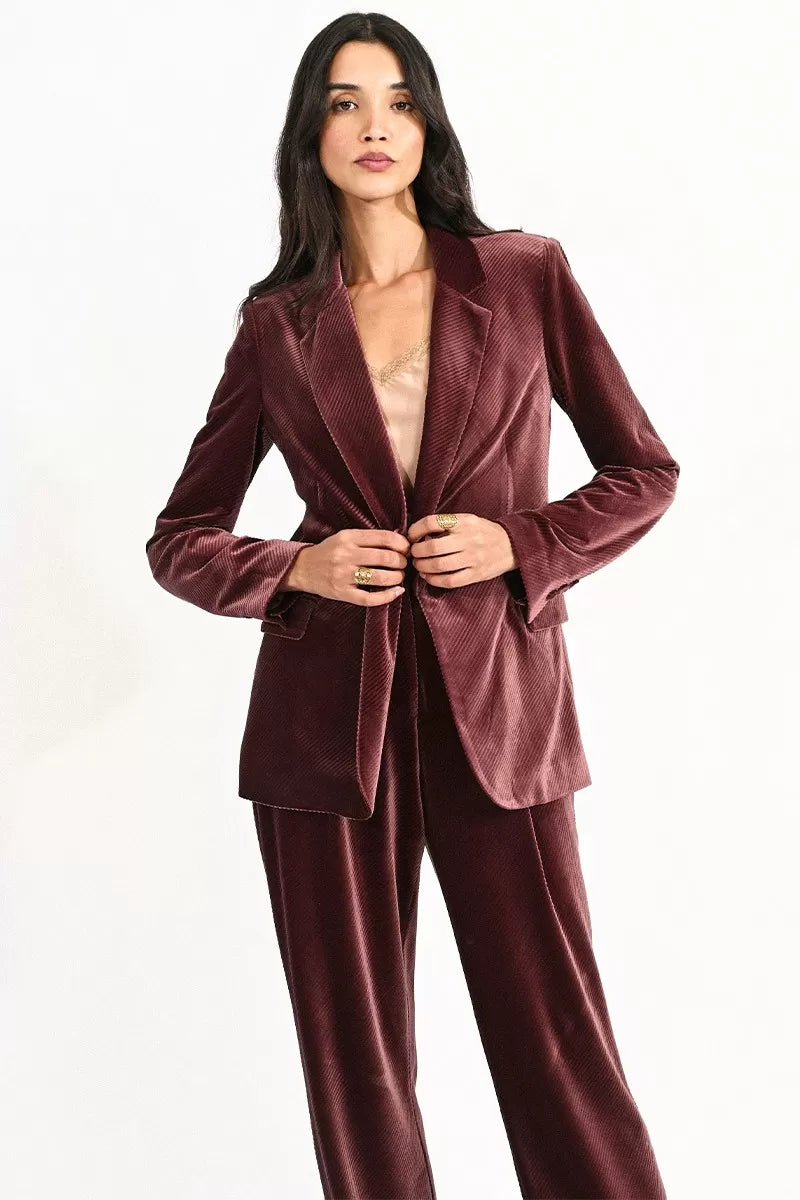 Women's Occasion Wear Clothing Trendy Street Style Molly Bracken Pink/Purple Fluid Velvet Blazer