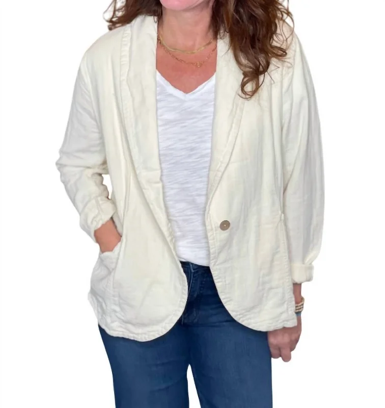 Women's Active Outfit For Fitness Wardrobe Refresh Gauze Cotton Blazer In Cream