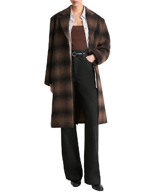 Stylish Women's Attire Fashion-Forward Outfits Vince Shadow Plaid Wool-Blend Car Coat