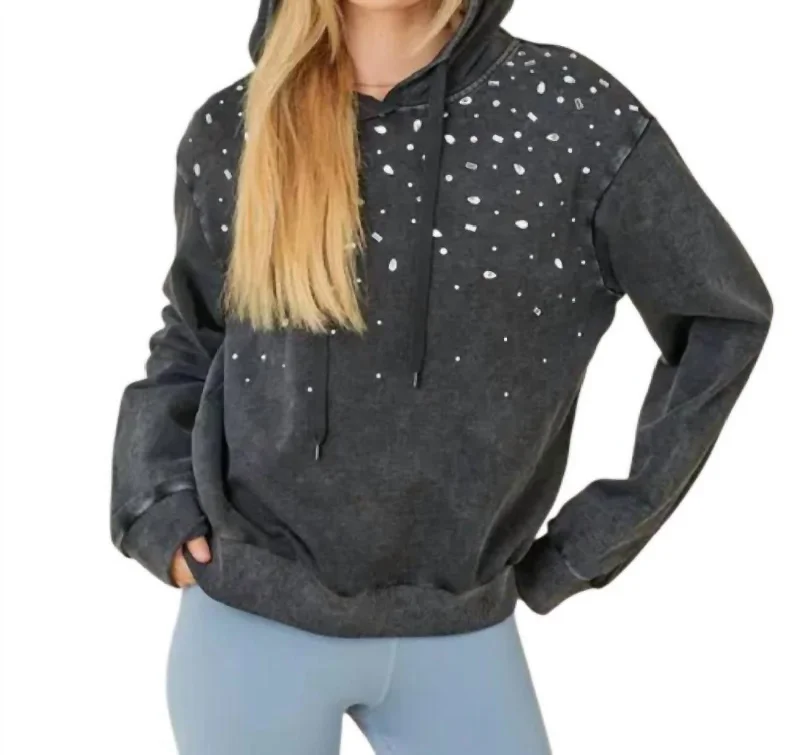 Timeless Women's Clothes Anniversary Sale Distressed Graphic Hoodie Sweatshirt In Gray