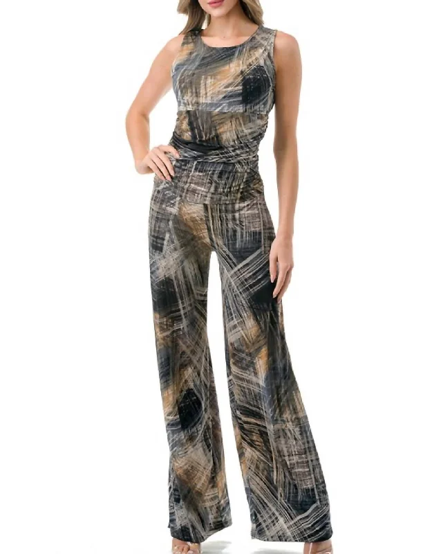 Women's Trendy Attire Bold Silhouette Theresea Wide Leg Jumpsuit In Gold/black