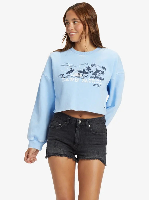 Affordable Trendy Clothes For Women Father'S Day Deals Morning Hike Crop Sweatshirt - Bel Air Blue