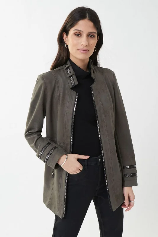 Women's Evening Clothes Comfort Meets Fashion Joseph Ribkoff Grey Faux leather Zipped Jacket